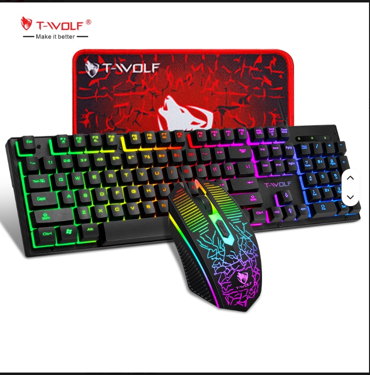COMBO TECLADO E MOUSE + MOUSEPAD RGB
